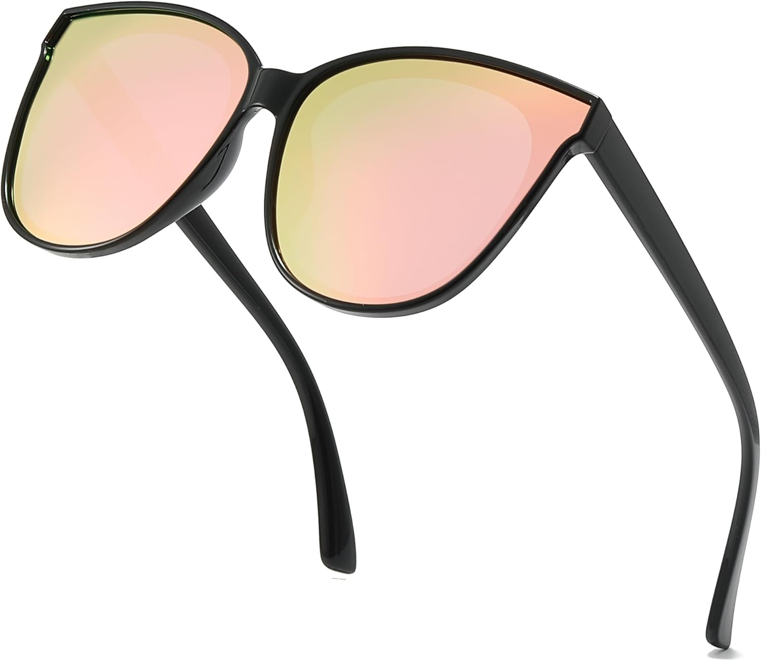 

Солнцезащитные очки IGnaef Oversized Cat Eyes для женщин, поляризованные и с защитой от УФ-излучения, модные большие/крупные солнцезащитные очки в форме «кошачьих глаз» IF1627, C03 Black/ Rose Gold Mirrored