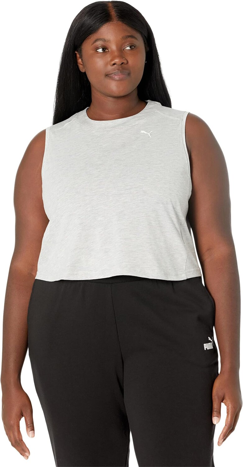 

Топ PUMA Plus Size Train Cropped Logo Muscle Tank, цвет Light Gray Heather