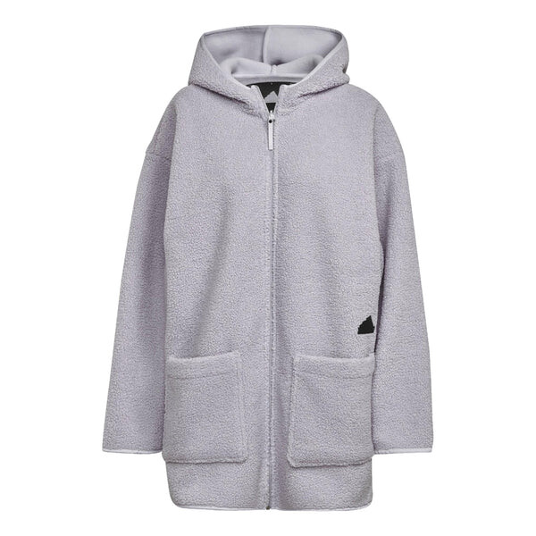

Топ из флиса с капюшоном, длинный спортивный топ Adidas, фиолетовый