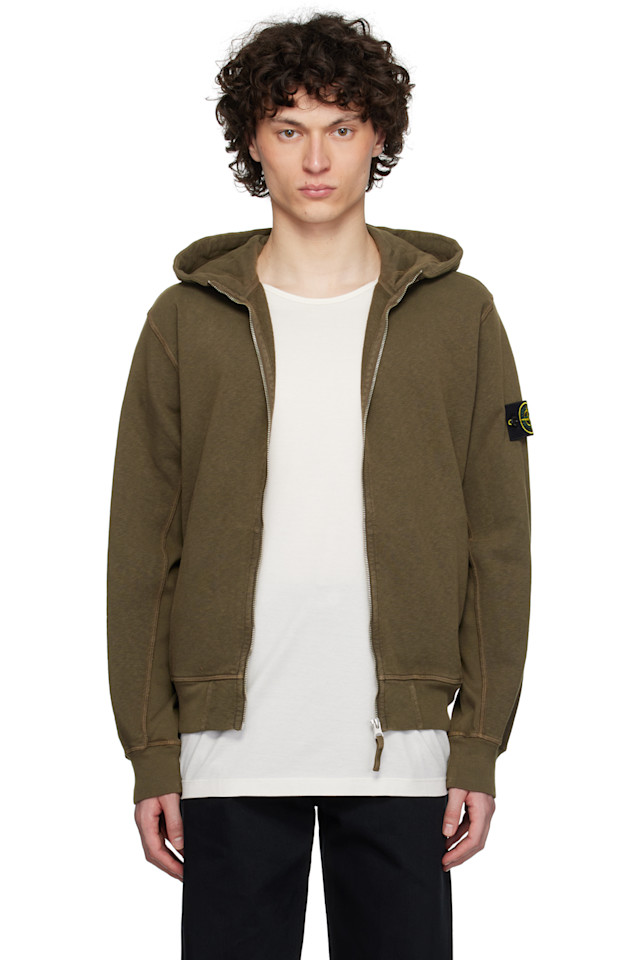 

Толстовка с капюшоном Malfilé из флиса с эффектом состаривания Stone Island, зеленый