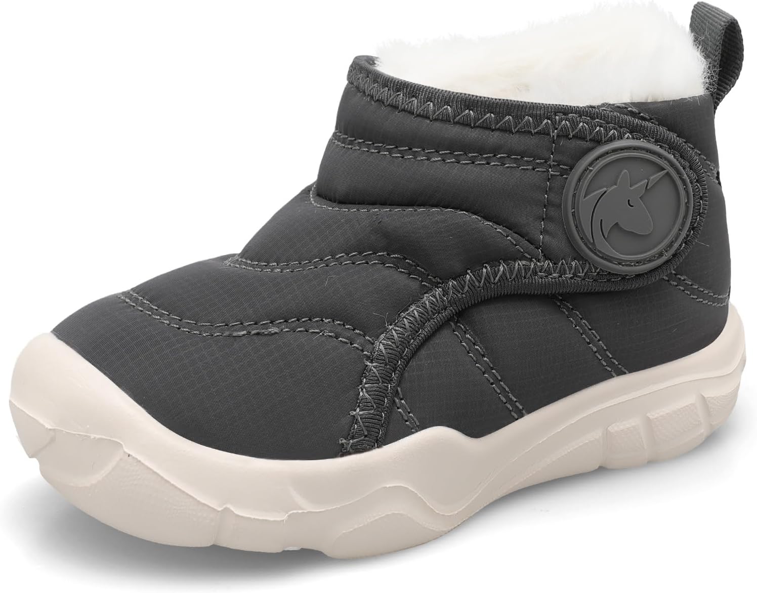 

Зимние ботинки для малышей LeIsfIt для девочек и мальчиков, широкие, теплые с флисовой подкладкой, для дома и улицы, Dark Grey