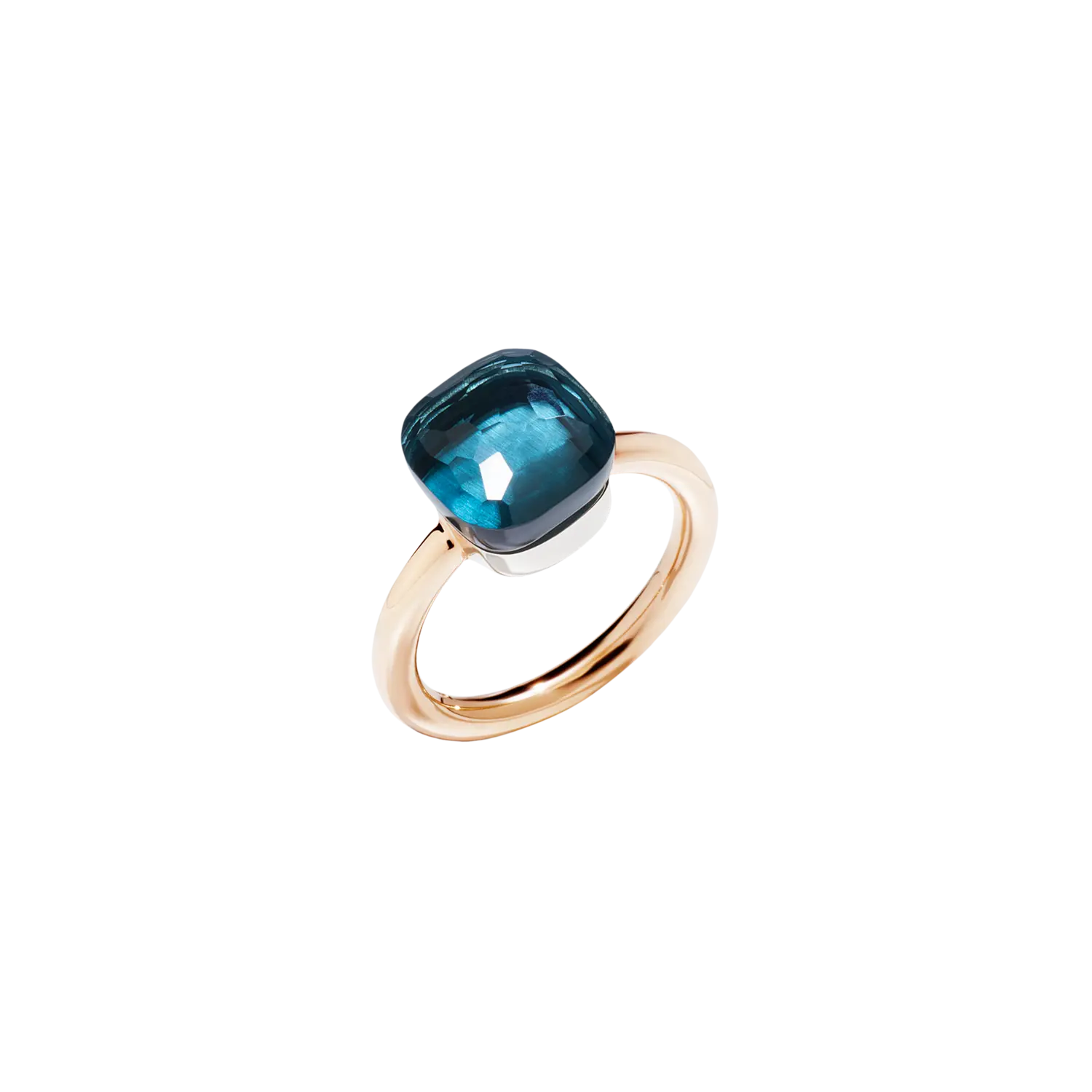 

Кольцо nudo - кольцо из розового золота с кастом из белого золота и ограненным лондонским голубым топазом - a.a110/o6/tl POMELLATO