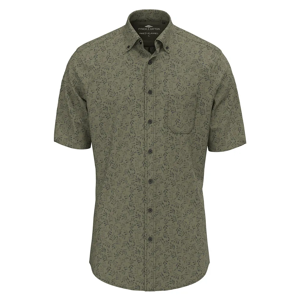 

Рубашка с коротким рукавом Fynch Hatton Inked Cotton Prints, зеленый
