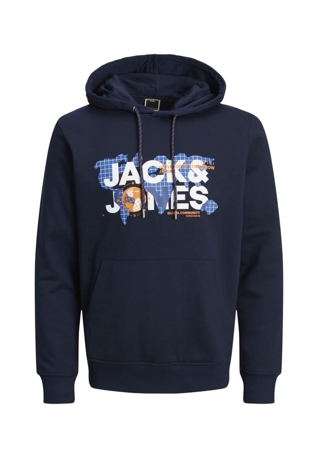 

Толстовка с капюшоном и принтом «пыль» Jack & Jones, синий