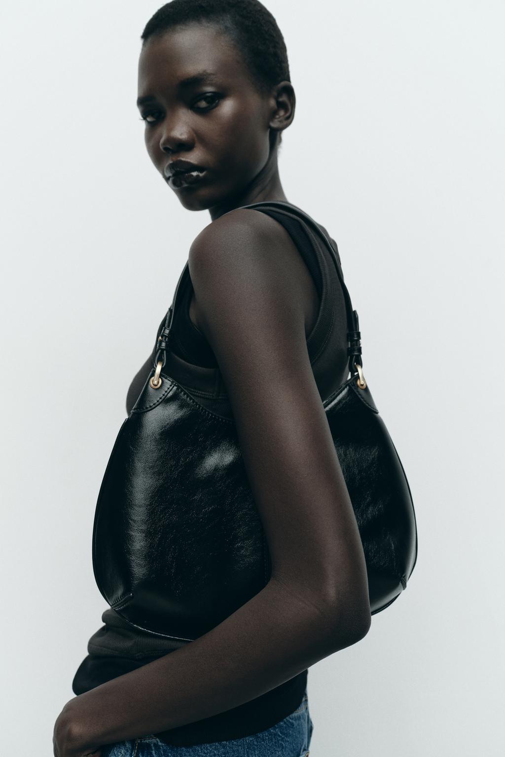 

Овальная сумка через плечо ZARA, черный