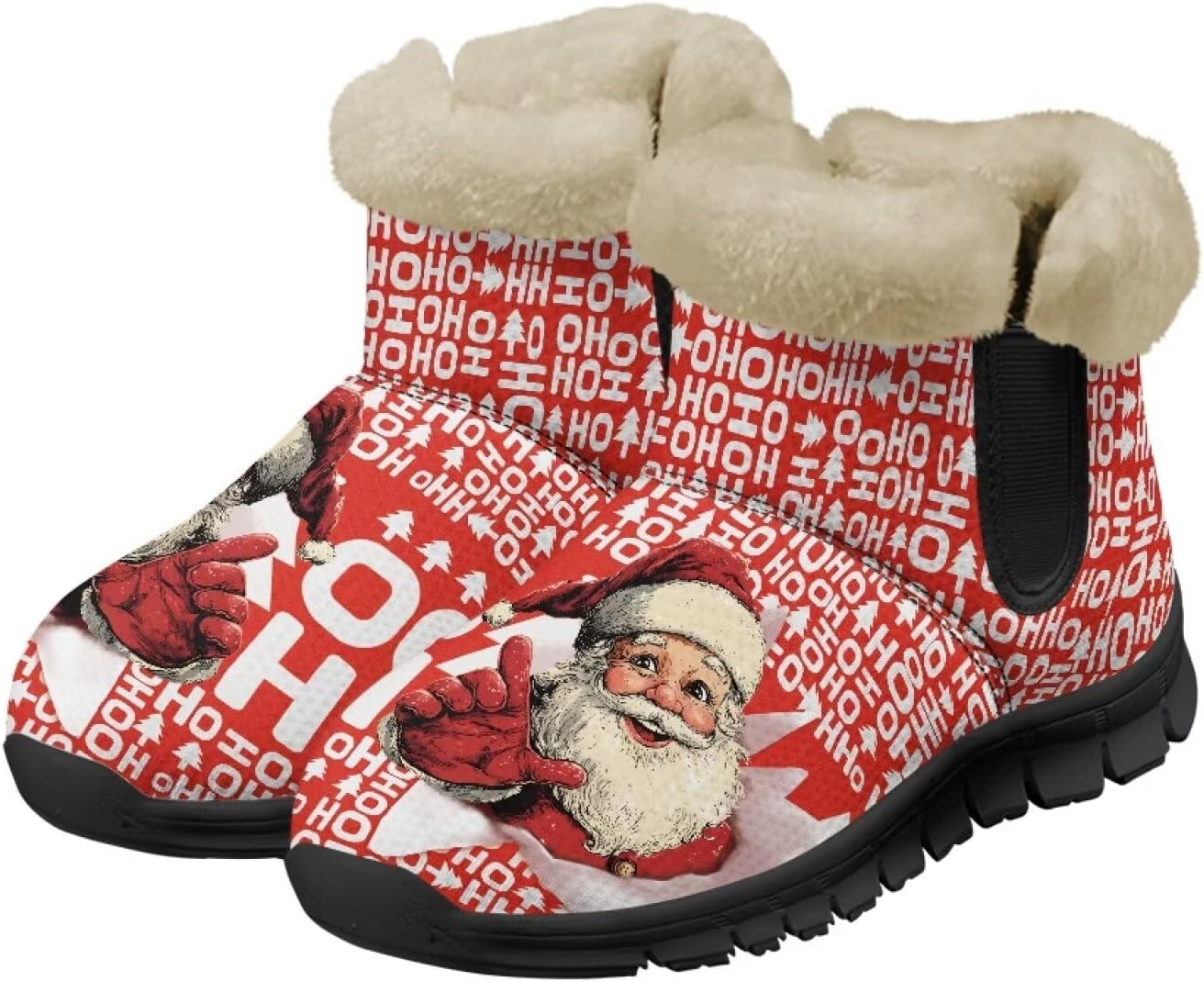 

Зимние ботинки Noprint для женщин и мужчин, снегоступы с меховой подкладкой, зимние туфли на липучке, ботильоны для прогулок на улице Noprintge, Santa