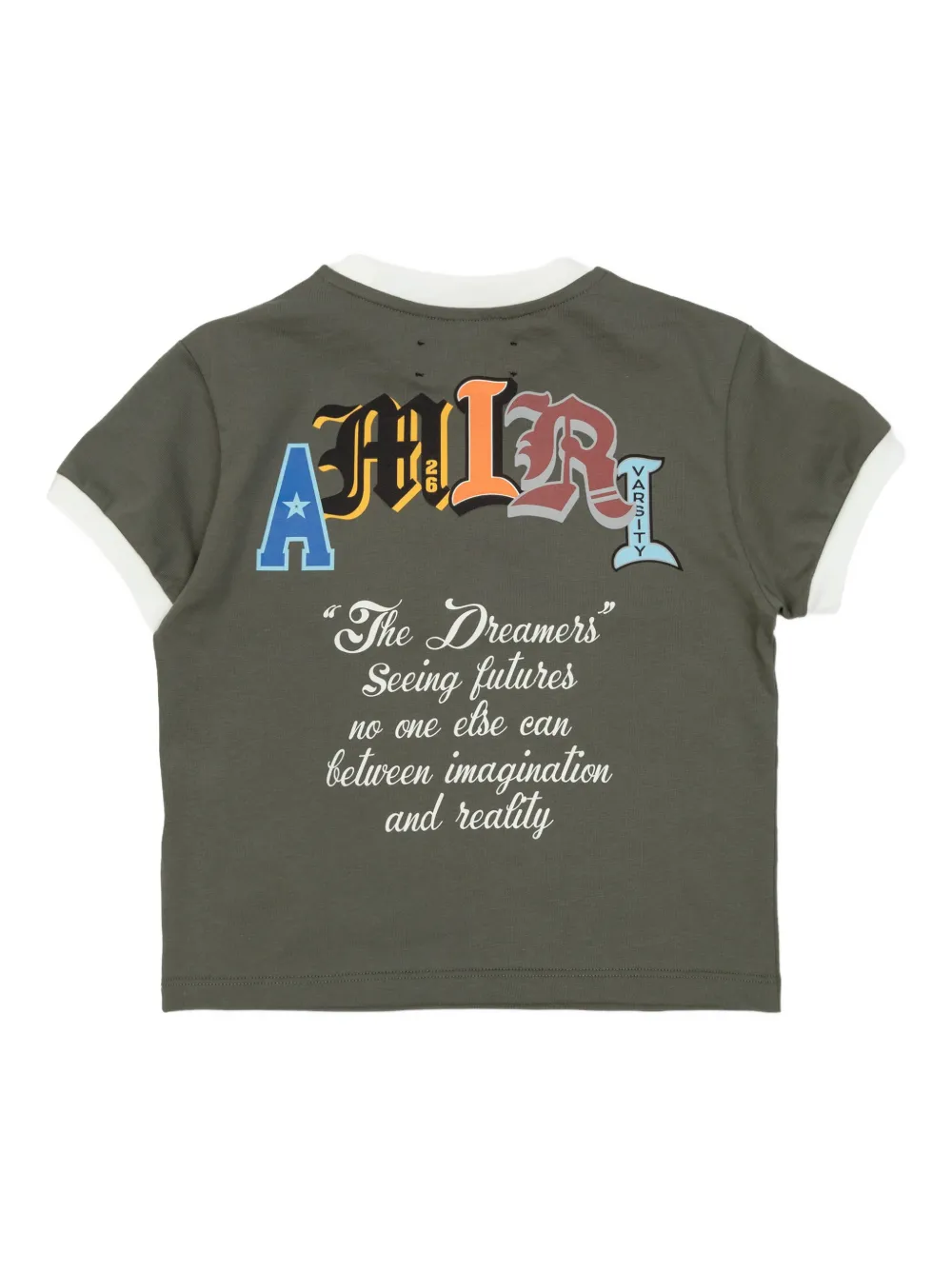 Футболка с контрастной окантовкой и принтом тигра Amiri Kids, зеленый — фото 2