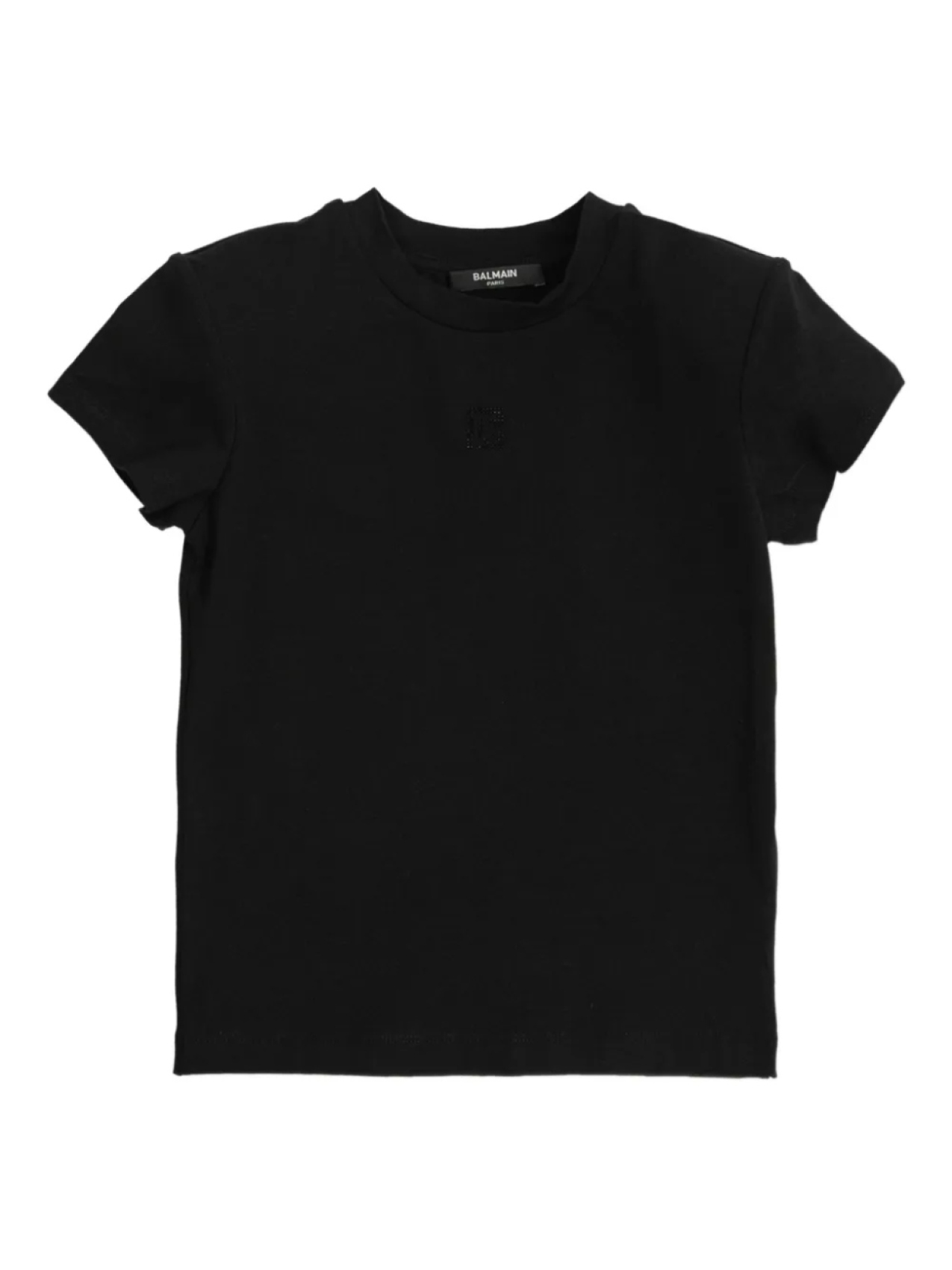 

Топ Balmain Kids с короткими рукавами, украшенный кристаллами, черный
