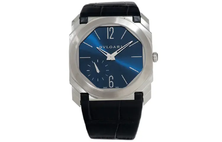 

BVLGARI Часы Finissimo Collection Wrist Watch Manual Mechanical Movement Genuine Leather Strap Blue Dial Men's, Blue