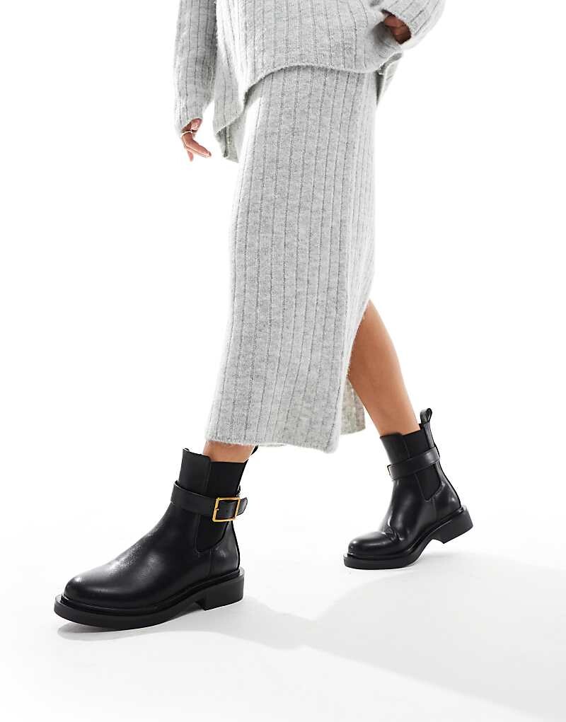 ASOS DESIGN – Aurora – Черные ботильоны на плоской подошве с ремешком с пряжкой — фото 3