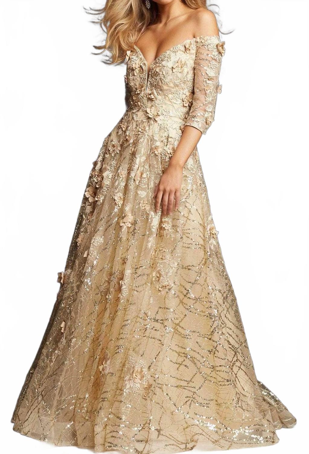 

Полурукавное платье для матери невесты в шампанском JOVANI, Champagne