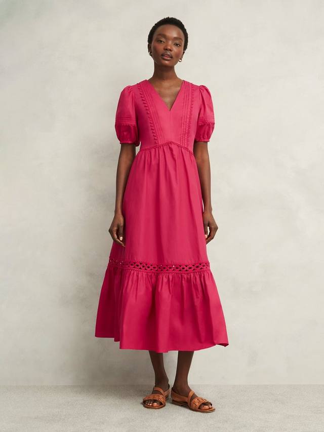 

Миди-платье harriet с пышными рукавами Hobbs, цвет Bright Pink