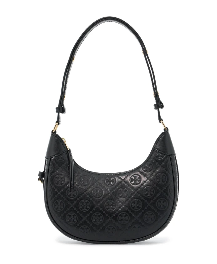 

Кожаная сумка с монограммой в форме полумесяца Tory Burch, черный