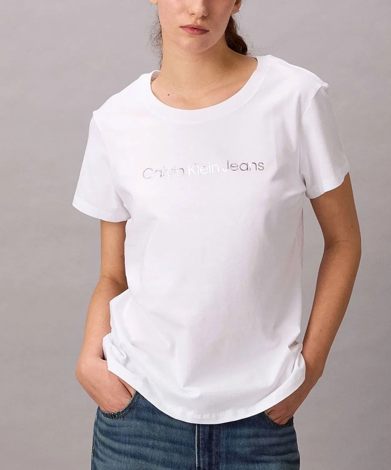 Женская футболка с логотипом Slim Calvin Klein, Белый — фото 4