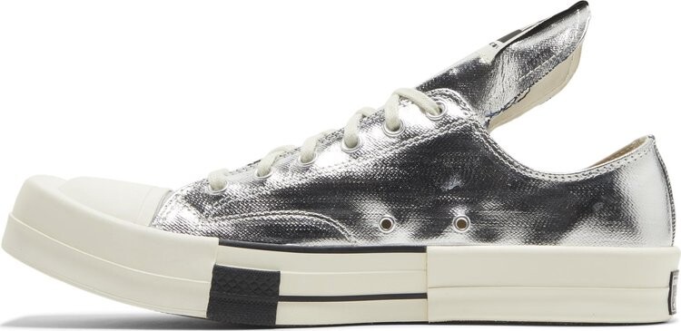 Кроссовки Converse Rick Owens x TURBODRK Chuck 70 Low Silver Lacquer, серебряный — фото 3