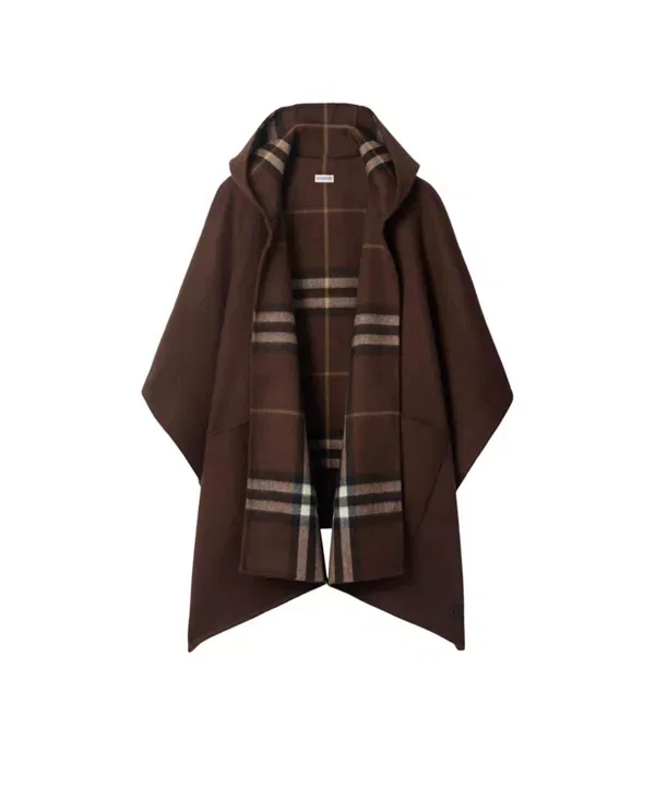 Женская накидка с капюшоном из кашемира Cashmere hooded cape Burberry, Treacle Brown — фото 3