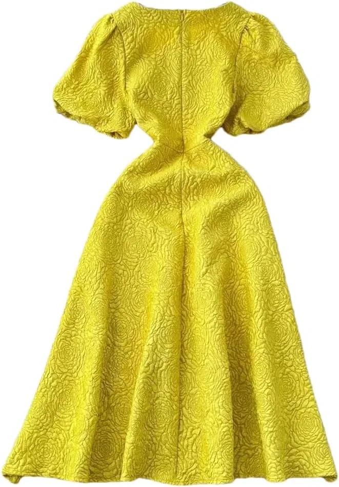 Женское хлопковое платье-запах с аппликацией, Yellow — фото 4