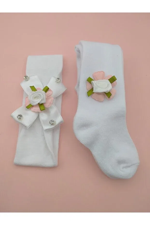 Детский комплект колготок с банданой Bukawear, Ecru