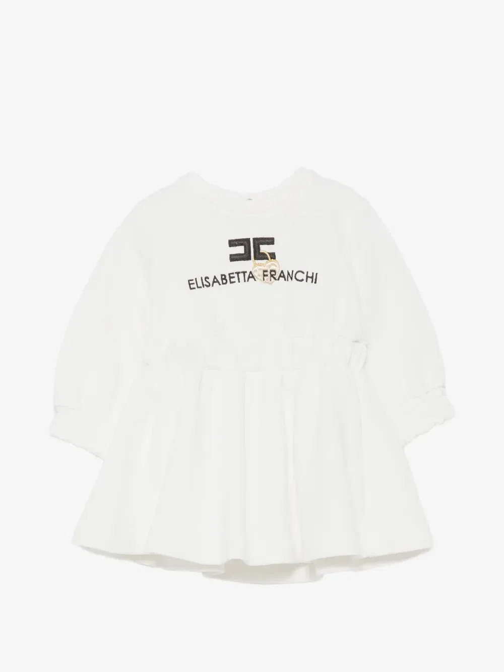 Платье расклешенного кроя с вышивкой в виде логотипа Elisabetta Franchi La Mia Bambina, белый