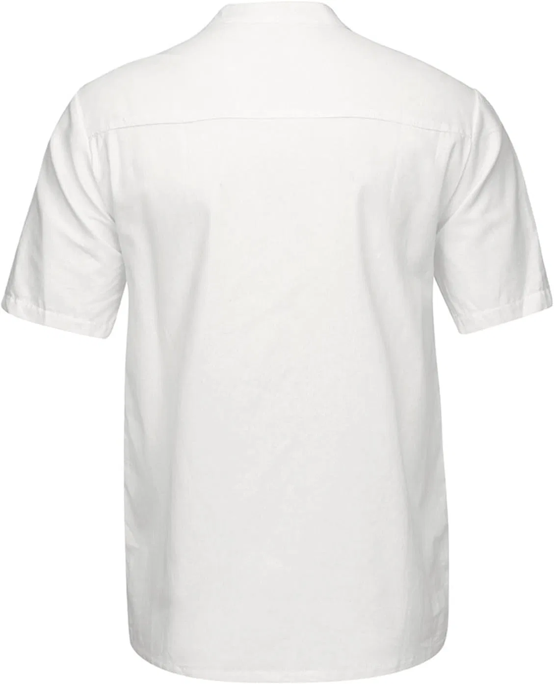 Мужская хлопково-льняная рубашка хенли с воротником-стойкой Regular Fit, White — фото 3