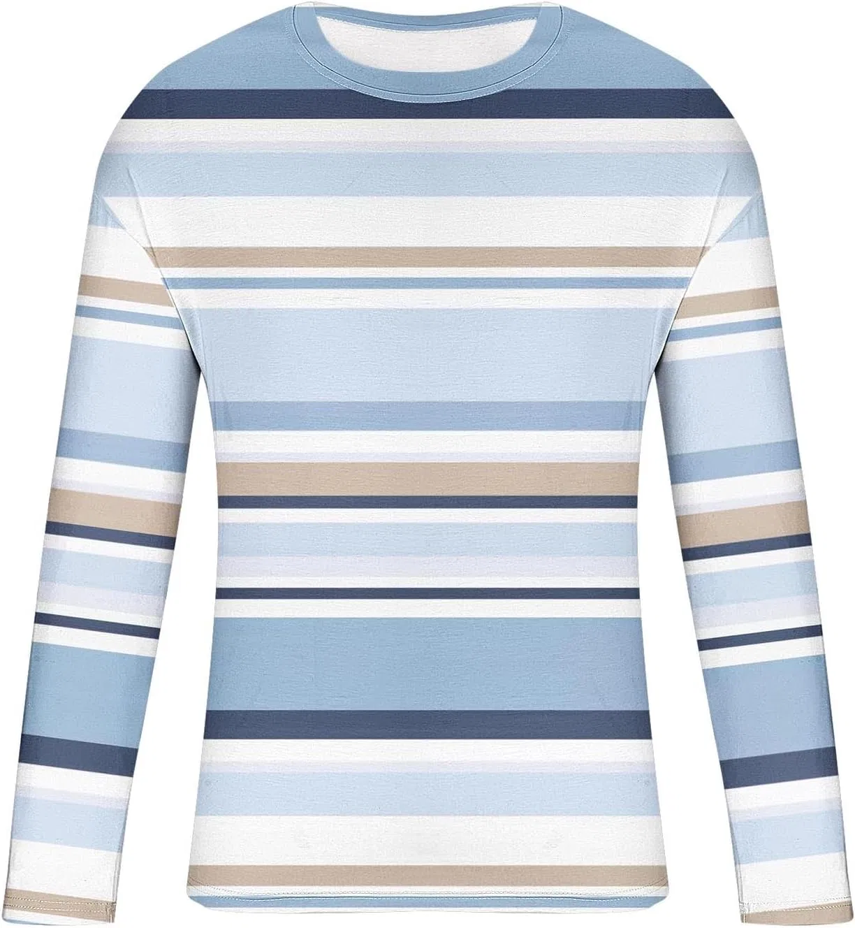 Мужская футболка с цветными блоками и полосками, Light Blue-4 — фото 4