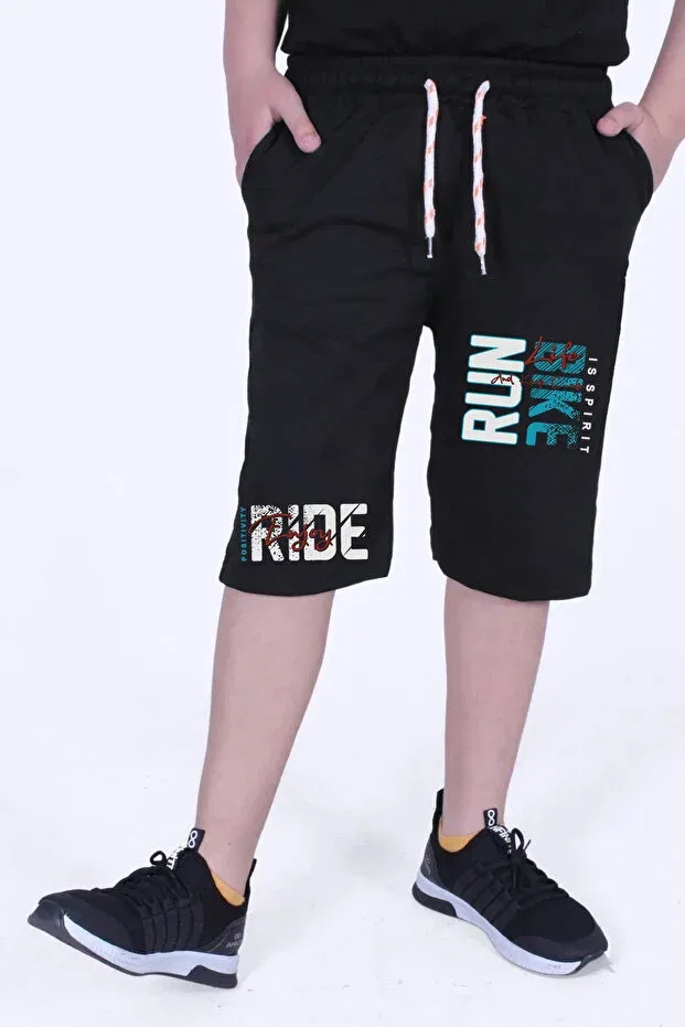 Детские шорты для мальчиков с принтом Bike printed Panios Kids, Black — фото 2