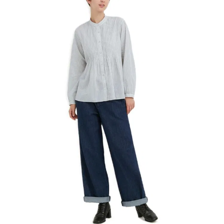 Рубашка женская с круглым вырезом, Pink Blue, UNIQLO — фото 3