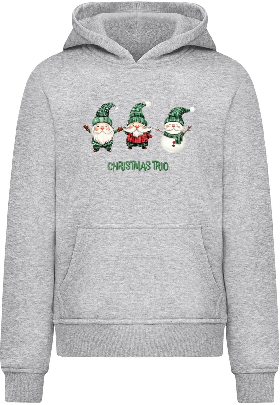 

Толстовка Merchcode Christmas Santa Trio, пятнистый серый