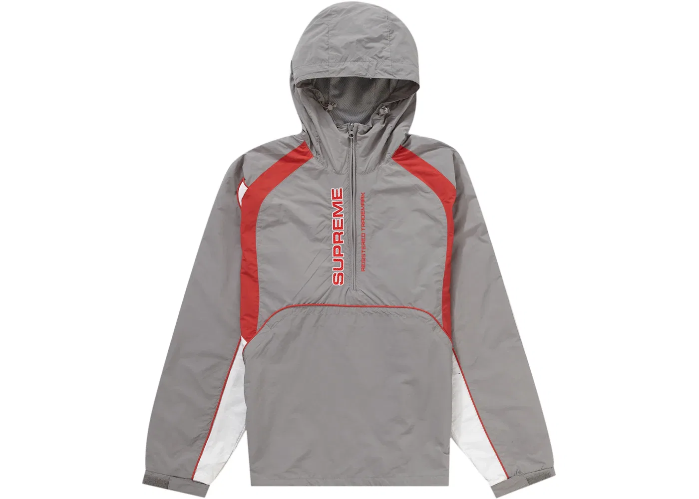 Мужской пуловер-полузастежка с панелями Supreme, Grey