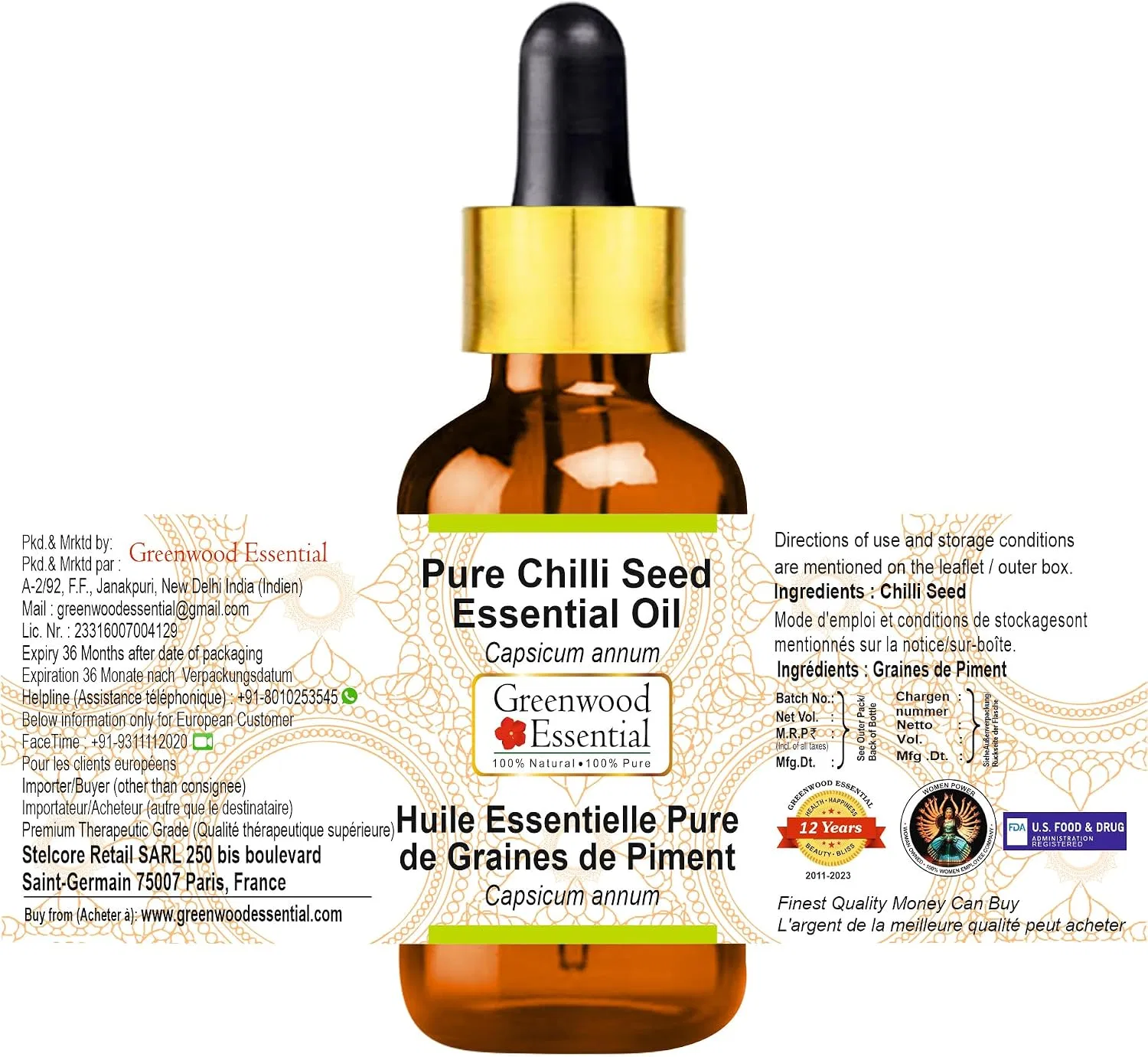 Масло эфирное Pure Chilli Seed, Greenwood Essential, 3x100 мл — фото 3