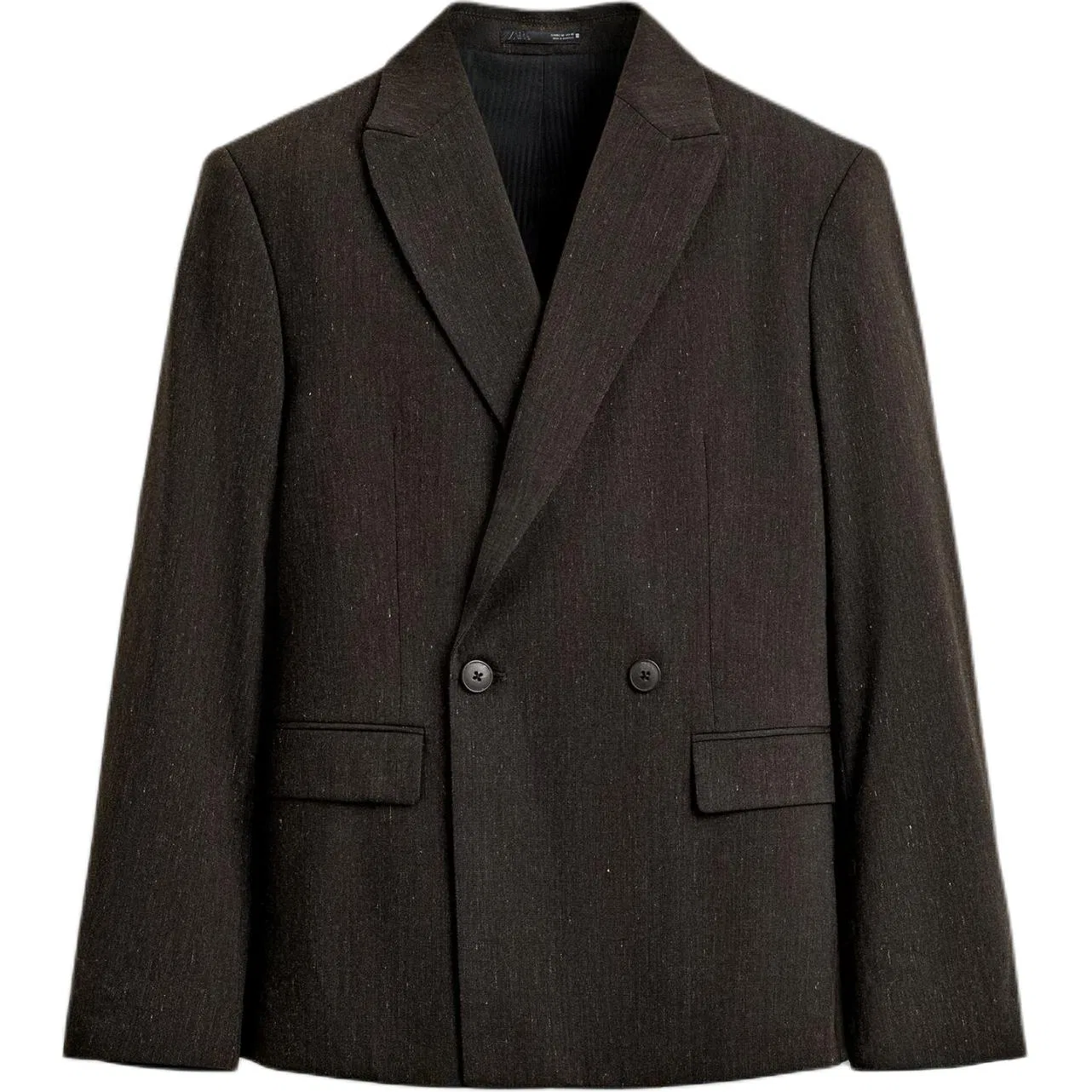Мужской деловой костюм с воротником, темно-коричневый смешанный цвет, ZARA, Dark Brown Mixed Color
