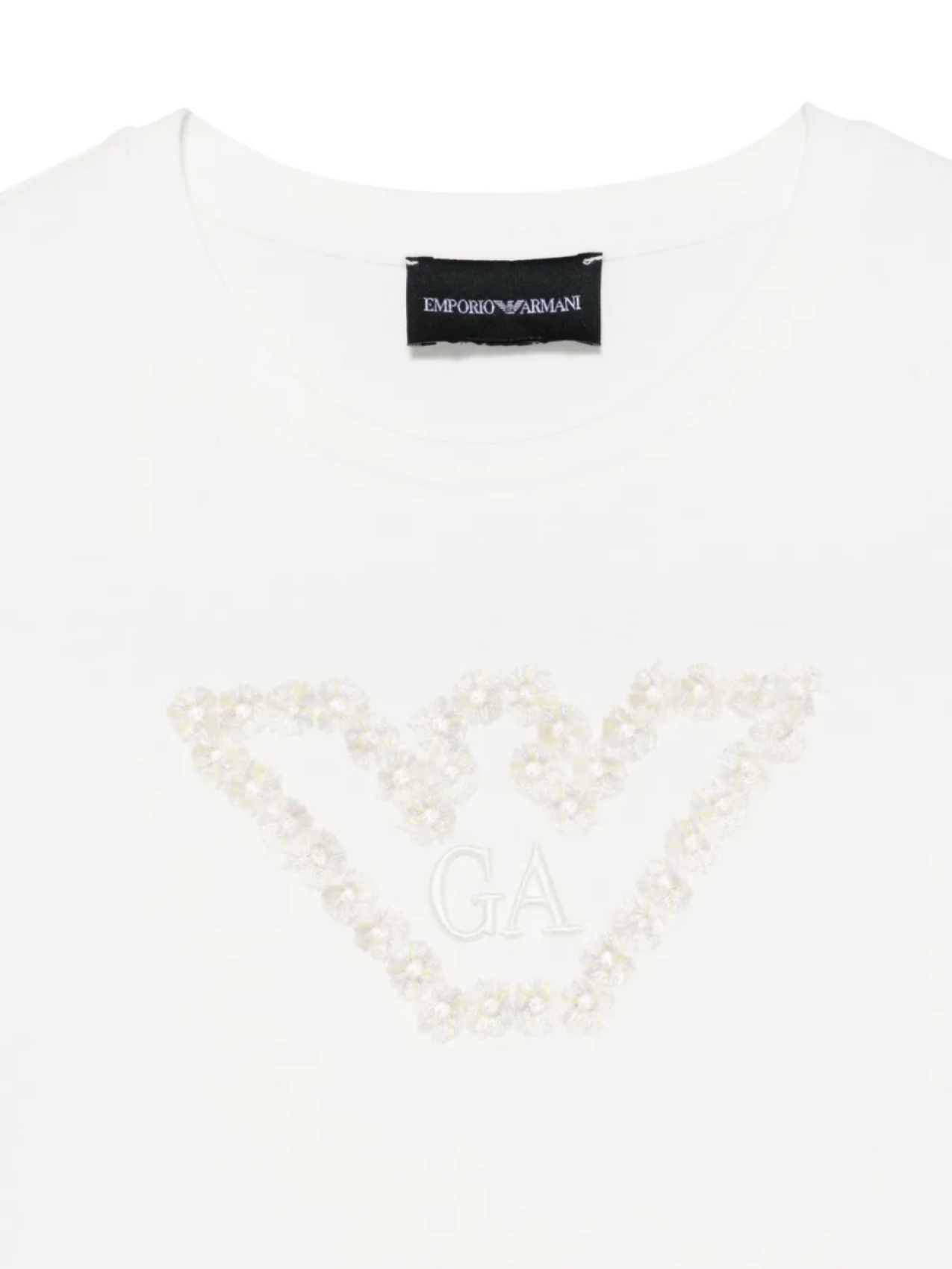 Emporio Armani Kids футболка с цветочной вышивкой, белый — фото 3