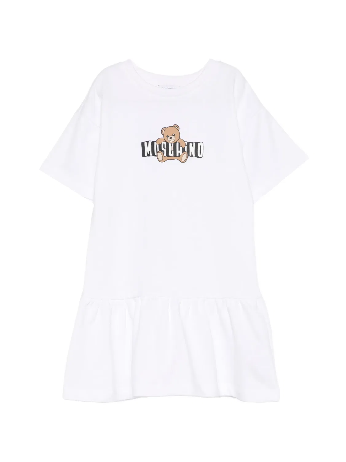Платье с графическим принтом и рюшами Moschino, белый