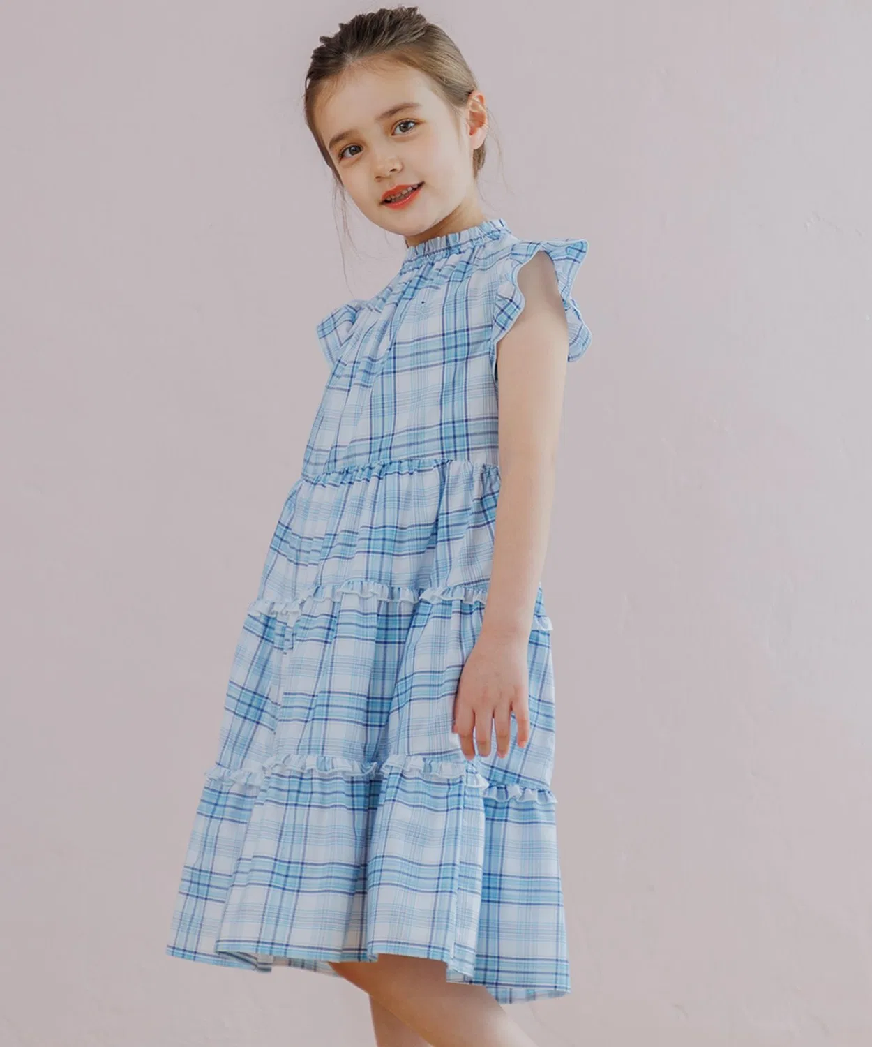 Детское платье для девочек с воланами Kumikyoku KIDS, Summer Check, Sax Blue