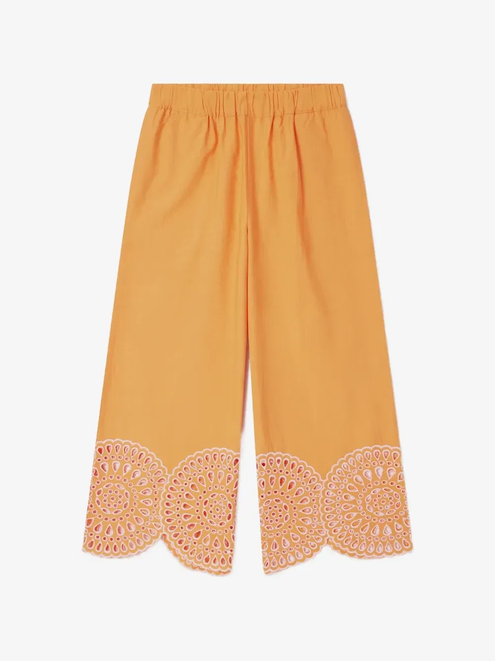 Брюки с английской вышивкой и фестонами Stella McCartney Kids, оранжевый