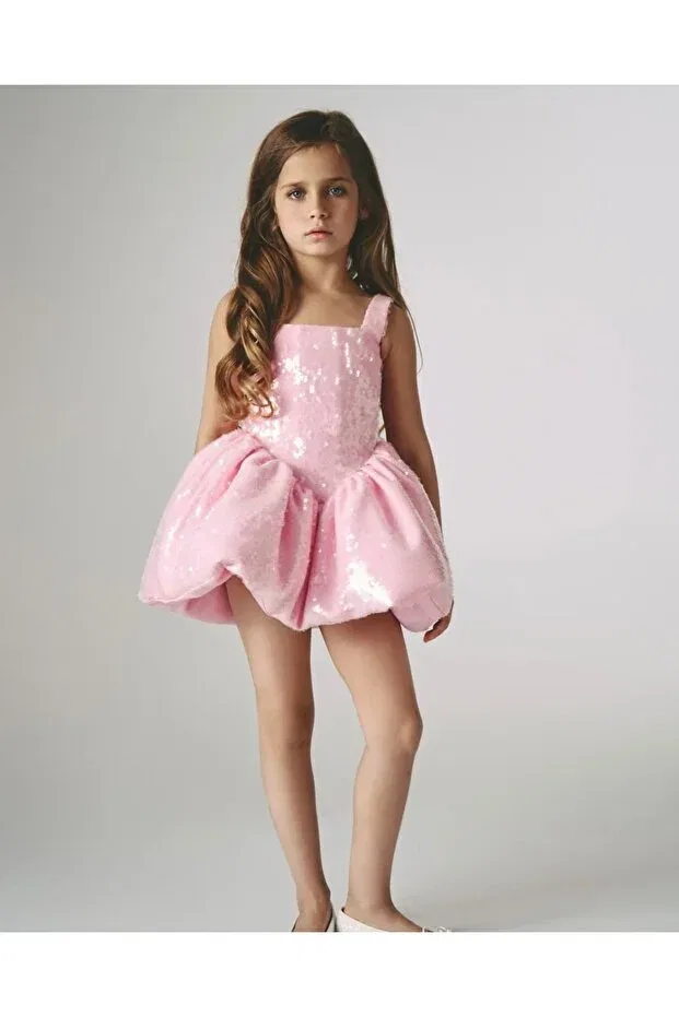 Детское платье для девочек с квадратным вырезом Party Gnl Butik, Pink