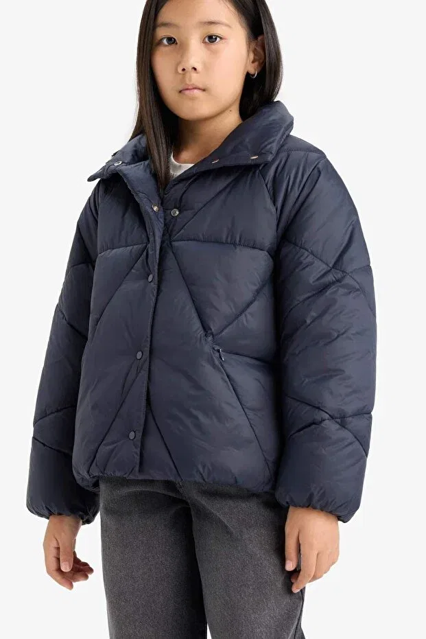 Детский пуховик для девочек с капюшоном Defacto, Navy Blue Nv173