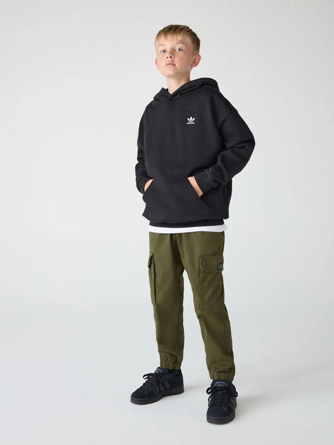 Худи свободного кроя, флис, adidas Originals, черный