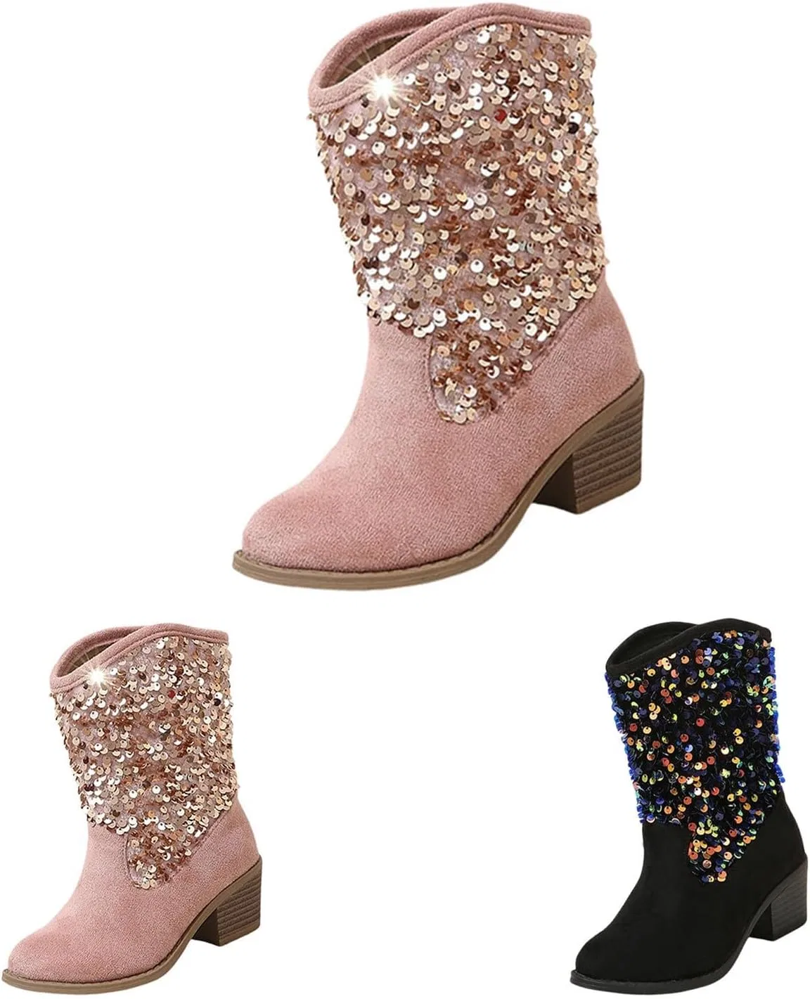 Детские сапоги для девочек с блестками и принтом Cowgirl Riding Boots, Red