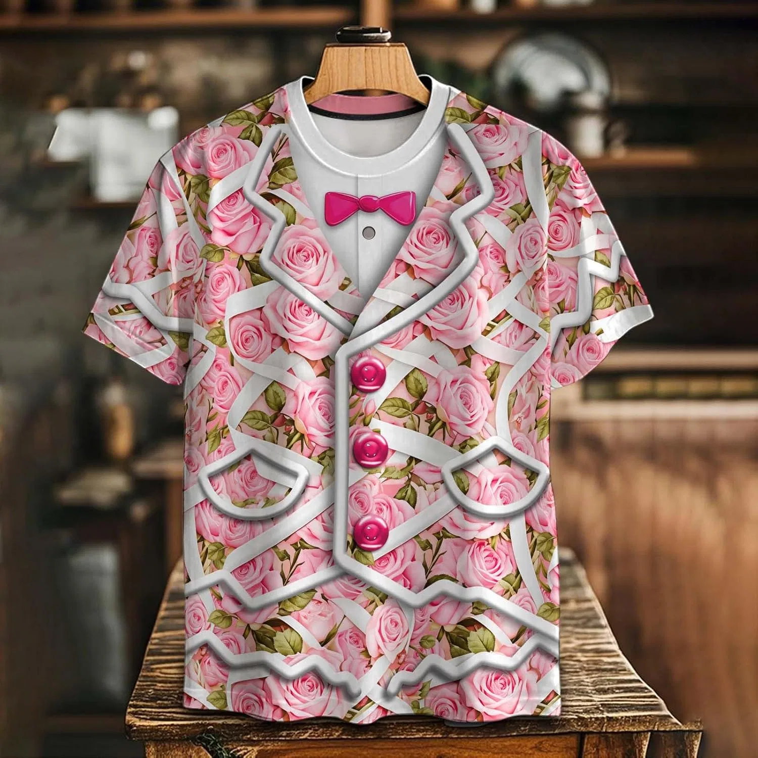 Футболка с принтом Unisex Tuxedo, Pink — фото 2
