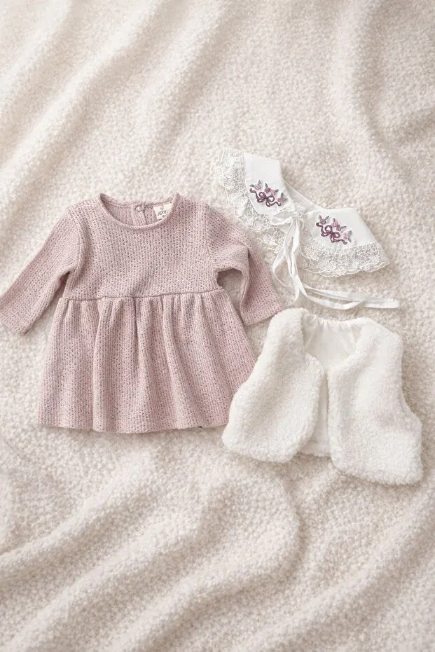 Детский комплект для девочек из трикотажа Uğur Bebe, Powder — фото 4