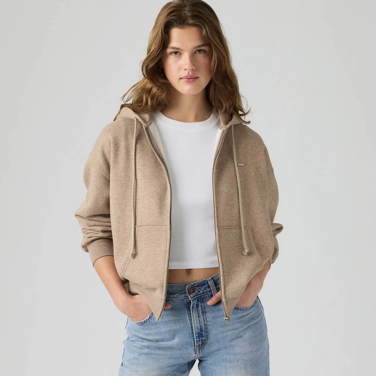 Повседневная толстовка на молнии Levi's, Taupe Gray Heather - Brown