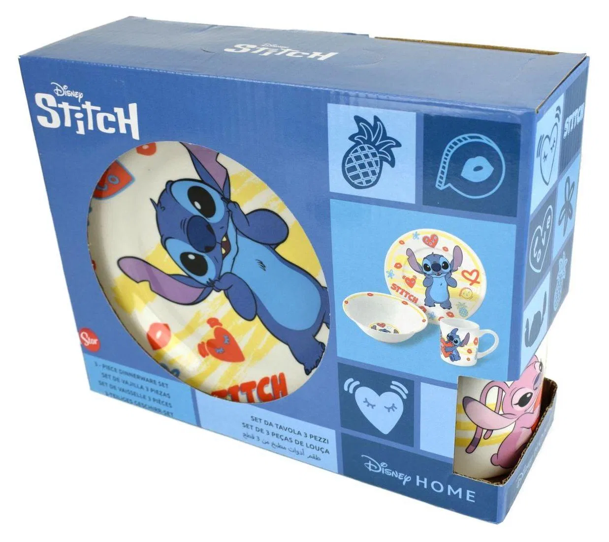 Детский набор посуды из 3 предметов с принтом Stitch Aloha, PORZELLAN, STOR, синий