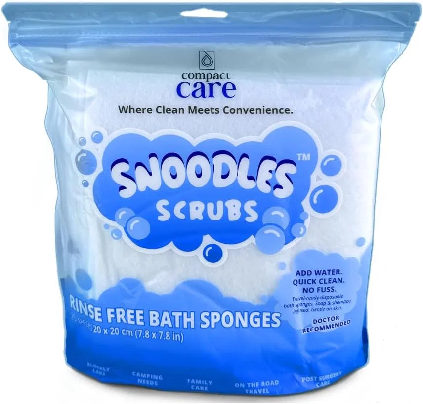 Одноразовые мочалки для душа Snoodles Scrubs, 25 шт, Weiss/Opulenter Garten Compact Care