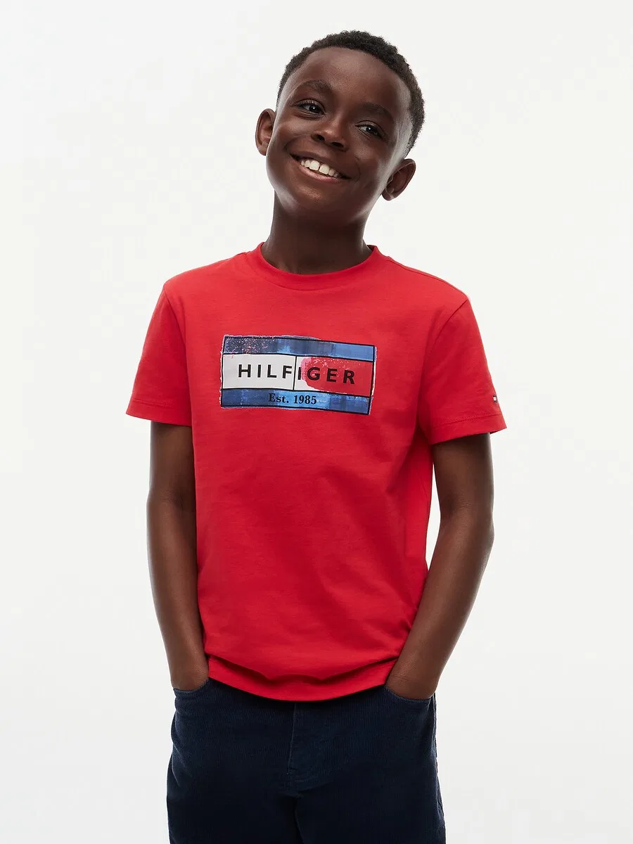 Футболка TOMMY HILFIGER красного цвета — фото 2