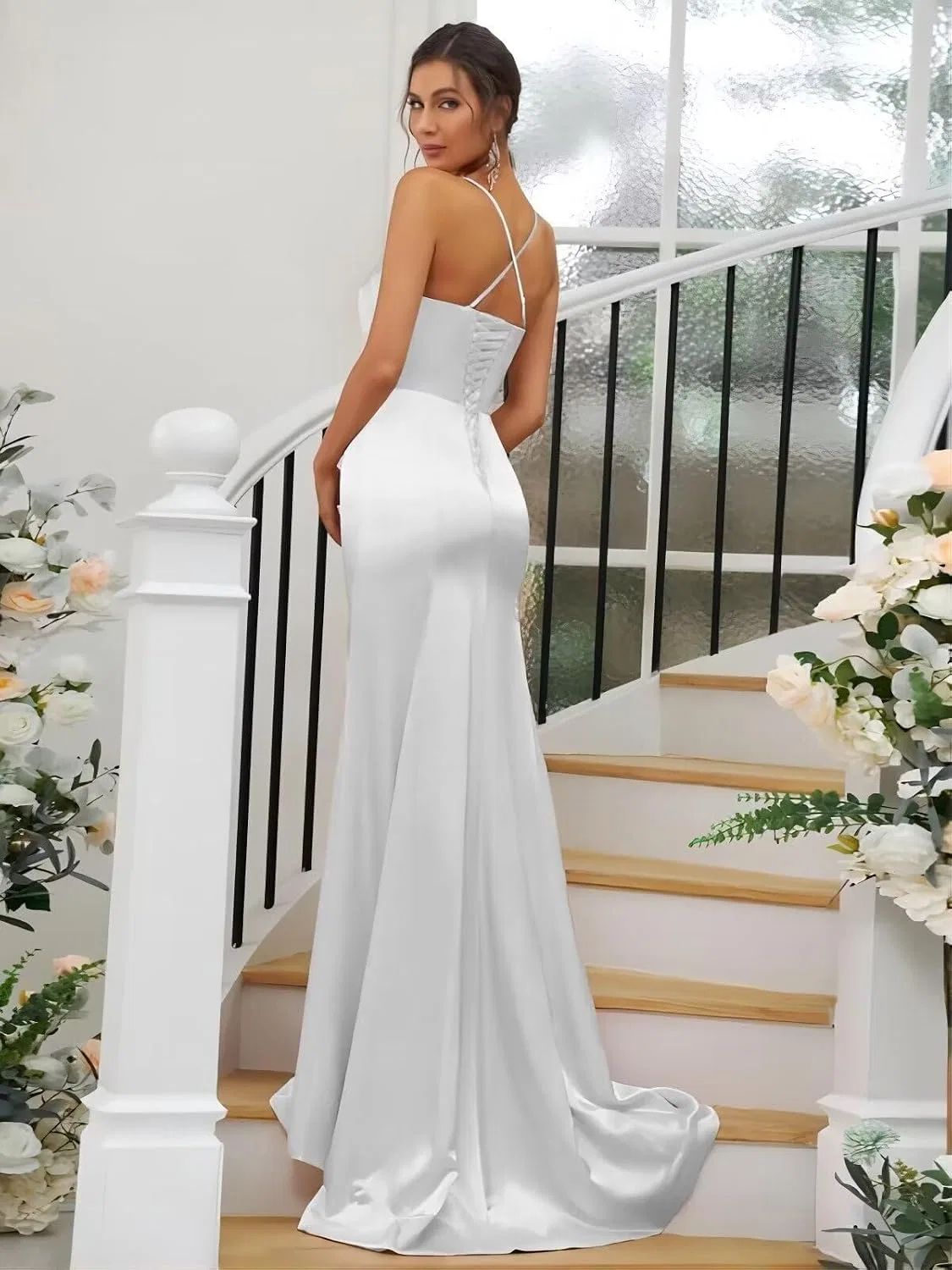 Женское вечернее платье-майка с разрезом Bodycon Satin, Yellow — фото 2