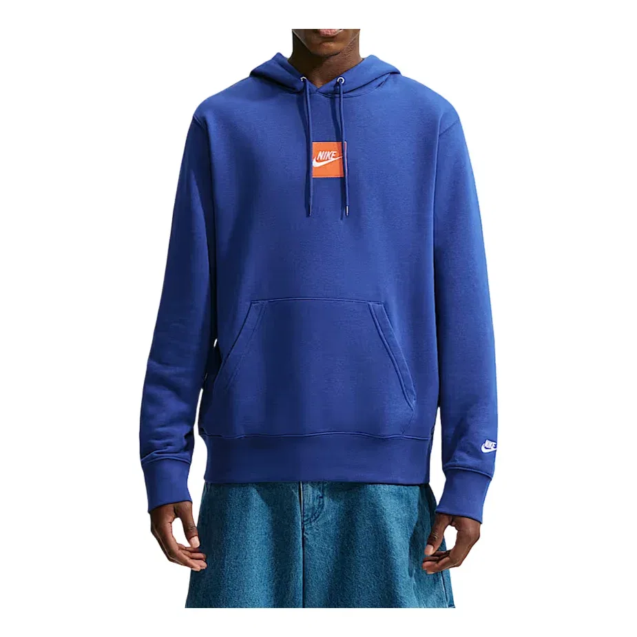 Мужское худи с длинным рукавом Nike Sportswear Club French Terry Deep Royal Blue White, синий