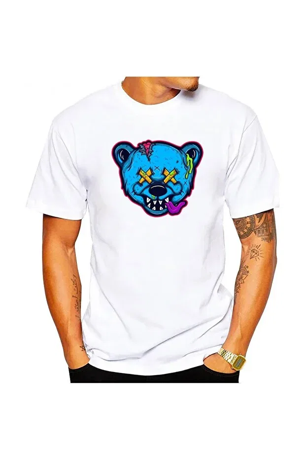 Детская футболка с принтом Teddy Zombie Bear Scubapromoturkey, Белый
