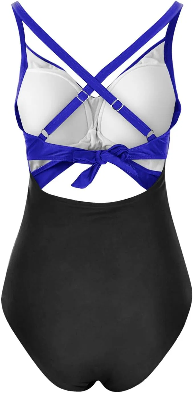 Женский цельный купальник с вырезами на спине Dark Blue — фото 4