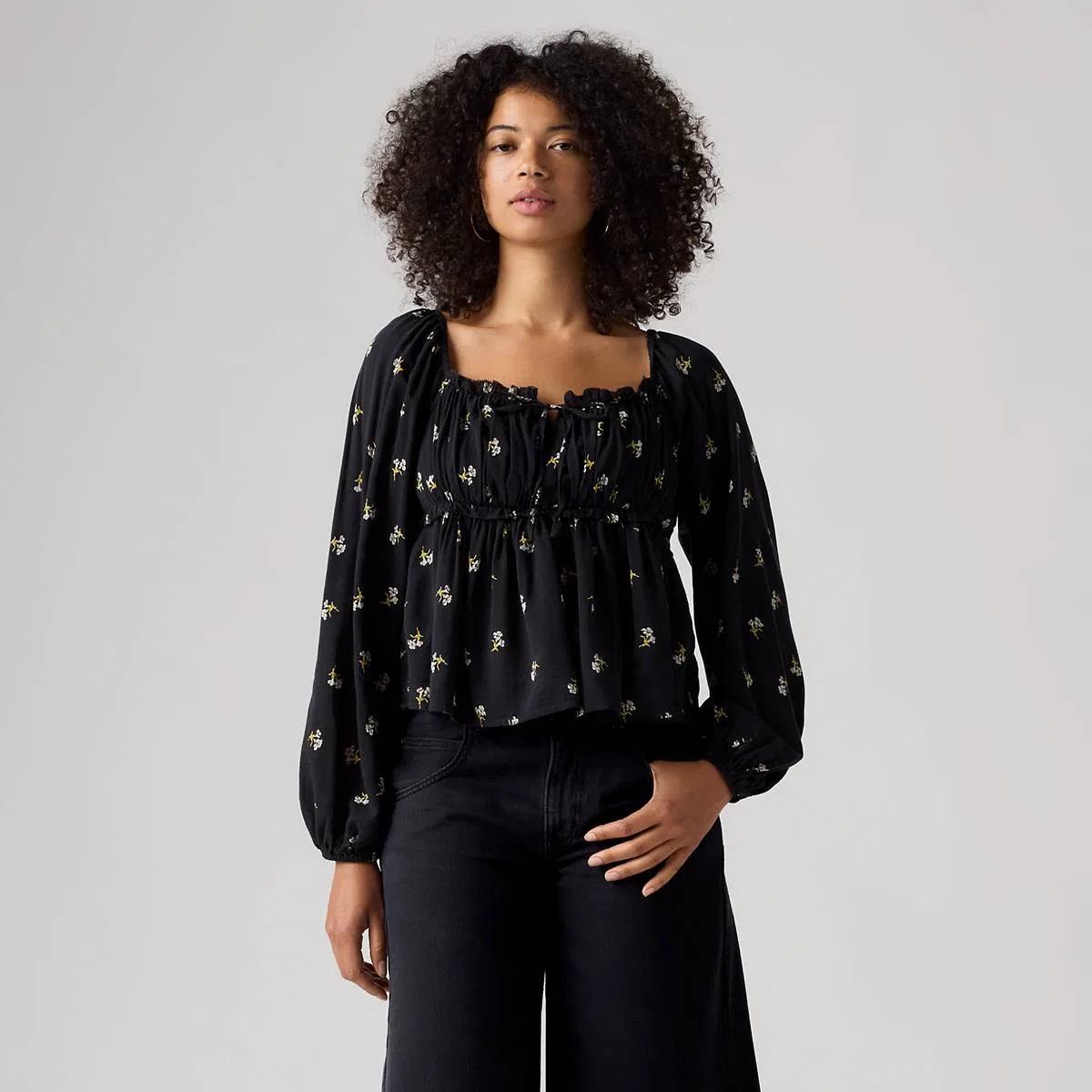 Блузка с длинными рукавами Oraya Levi's, Birgita Floral Anthracite - Black — фото 4